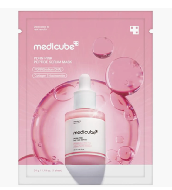 MEDICUBE PDRN Pink Peptide Serum Sheet Mask – K-beauty hydrating face mask with peptides and PDRN